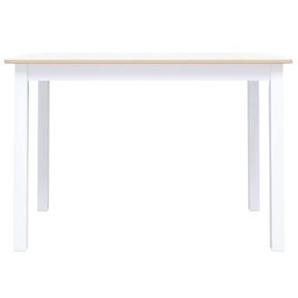 Berkfield Home Durable Dining Table White & Brown 114x71x75 cm Solid Rubber Wood | Size: 114 x 71 x 75 cm