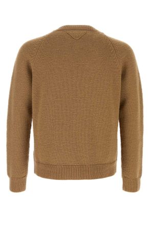 Prada Mens Biscuit Wool Sweater Cammello Exterior: Virgin Maglieria