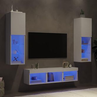 Berkfield Home 5 Piece TV Wall Units with LED White Engineered Wood