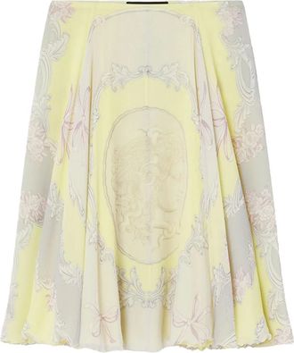 Versace Gonna midi Cameo in seta - Giallo