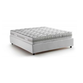 Talamo Italia Dmora - Cama Matrimonial Dcacac, Cama Contenedor Con Revestimiento De Tela, 100% Made In Italy, Apertura Frontal, Con Colch&oacute;n 160x190 Cm Incluido, Bla