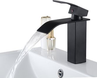 OEM Grifo Mezclador De Lavabo Black Waterfall En Lat&oacute;n Para Ba&ntilde;os De Dise&ntilde;o Moderno