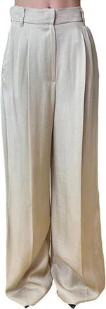 Marella Emme Palazzo Pant - Dames - Wijde Broeken - Beige - XL - Leer - Broeken
