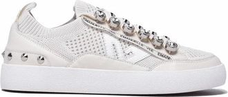 Emanuelle Vee White Leather Rubber Sole Sneakers