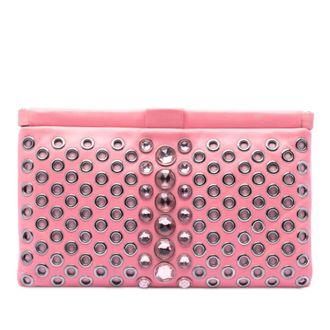 Miu Miu Pre-owned Miu Miu Nappa Grommet Crystal Embellished Clutch Ladies IC6MXHRZFG0L81OV
