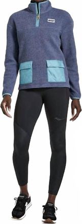 Saucony Rested Sherpa 1/4 Zip Sweatshirt In Sodalite Herather