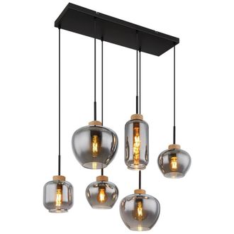 Netlighting Matt Cluster Pendant Matt Black Brown Smoke Glass Shade 6x E27