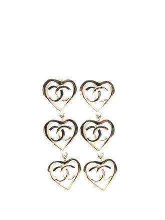 Chanel 2010-2025 Gold Plated Triple Heart CC Drop Earrings costume earrings - women - Gold Plated - One Size