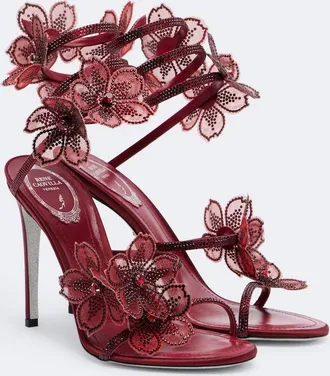 Rene Caovilla Floriane floral-appliqu&eacute; embellished sandals