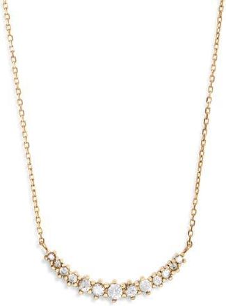 Nordstrom Waterproof Cubic Zirconia Bar Necklace in Clear- Gold at Nordstrom Rack