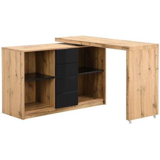 Vente-Unique Vente-unique - Scrivania allungabile con piano girevole a 360&deg; mdf Naturale e Nero - pavelo