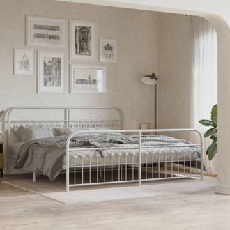 vidaXL Estructura Cama Sin Colch&oacute;n Con Estribo Metal Blanco 193x203 Cm Vidaxl
