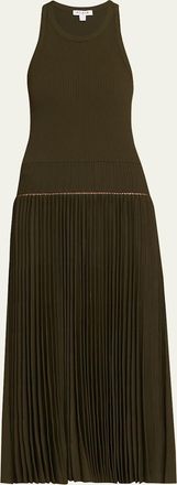 Alaia Sleeveless Drop-Waist Pleated Midi Dress