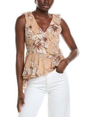 Shelli Segal Laundry By Shelli Segal Asymmetrical Ruffle Blouse