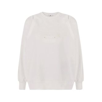 Elisabetta Franchi Sweatshirts, female, Beige, Size: S Jersey Sweatshirt with Cut-outs