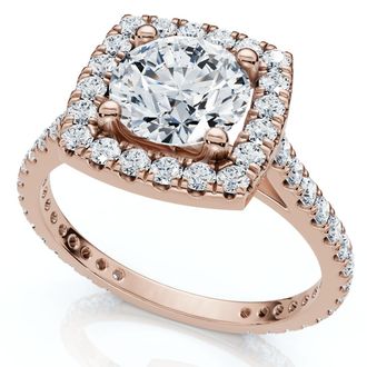 Pompeii3 1 1/3Ct Round Halo Diamond Engagement Ring 14k Gold Lab Grown