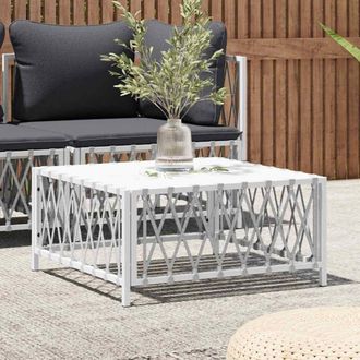 vidaXL Mesa De Jard&iacute;n Tela Tejida Blanco 70x70x34 Cm Vidaxl