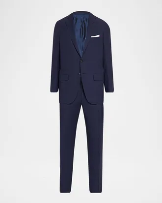 Kiton Men & apos;s Mini-Check Wool Modern Fit Two-Piece Suit