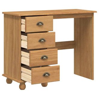 Berkfield Home Desk ASKIMwith Drawers 95x40x75 cm Solid Wood Pine in Brown | Size: 95 x 40 x 75 cm