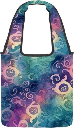 Generic Mysterious Artistic Swirl Texture Reversible Canvas Shoulder Tote - Double-Sided Print, 12oz Cotton, 27cm Drop, Fold-Flat Bag for Travel, Shopping, St