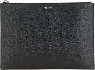 Saint Laurent Pre-owned Clutches, male, Black, Size: ONE SIZE Pre-owned Leather Clutch Bag