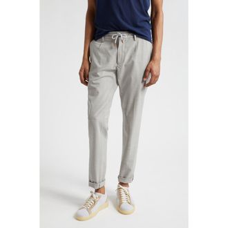 Eleventy Drawstring Waist Stretch Virgin Wool Pants in Light Grey at Nordstrom, Size 38
