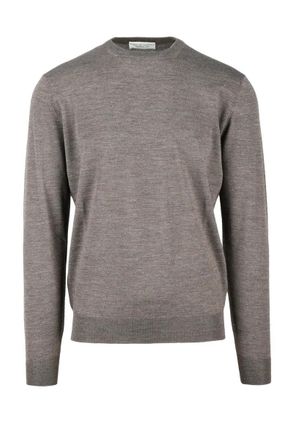 FILIPPO DE LAURENTIIS Brown Merino Wool Mens Crewneck Pullover