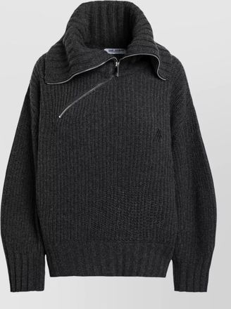 The Attico cashmere wool ribbed asymmetric zip turtleneck jumper