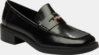 Coach Womens Square Toe Leather Loafer - Black - Size UK 6.5