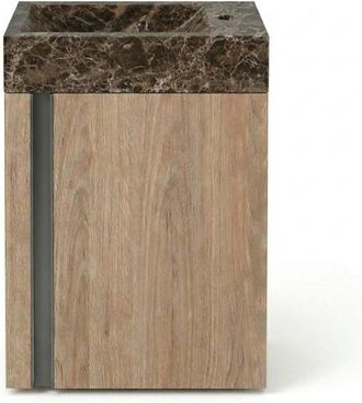 Saniclass Chaci Toiletmeubelset - 40x65cm - 1 deur - 1 kraangat - rechts - fontein dark emporador - eiken