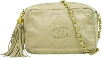 Chanel Pre-owned Cross Body Bags, female, Beige, Size: ONE SIZE Pre-owned Leather Shoulder Bag