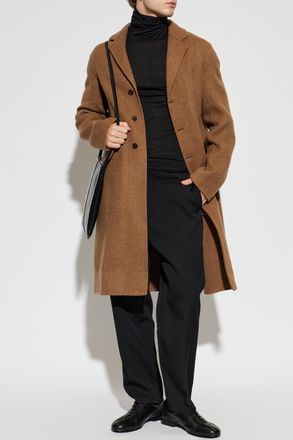 Jil Sander Wool Coat With Single Vent, Mens, Brown