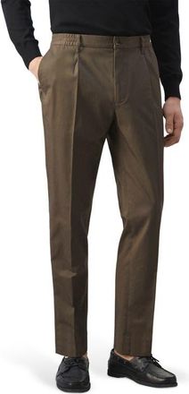 Mango Pleated Cotton Straight Leg Pants in Brown at Nordstrom, Size 32