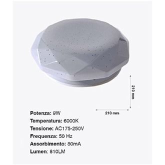 Trade Shop Trade Shop Traesio - Trade Shop - Plafoniera Da Soffitto Faretto Led 9w Tondo Esagonale Pannello 810lm 21cm Design Moderno