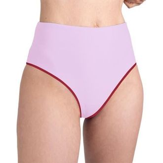 Wallien High Waist Bikini Bottom - Womens in Lilac/sporting Red at Nordstrom, Size X-Small