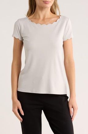 T Tahari Scalloped Knit T-Shirt in Pale Platinum at Nordstrom Rack, Size X-Small