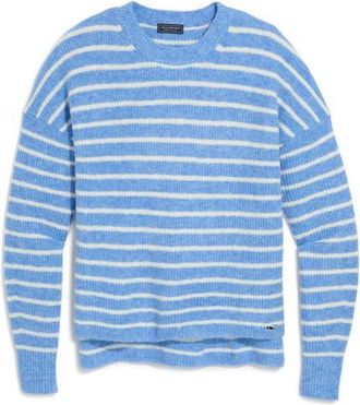 Vineyard Vines Crewneck Sweater in Ida Stripe Blue at Nordstrom, Size Medium