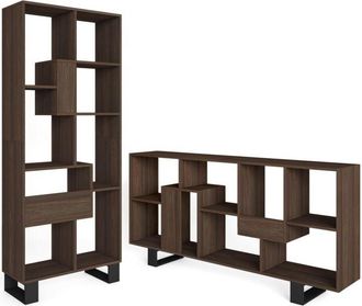 Skraut Home Skraut Home - Librería estantería, Estanteria libros de pared, 67x31x174cm, Diseño industrial, Estilo Moderno, Roble oscuro