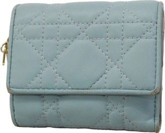 Dior Blue Leather Wallet (Tri-Fold) (Pre-Owned)