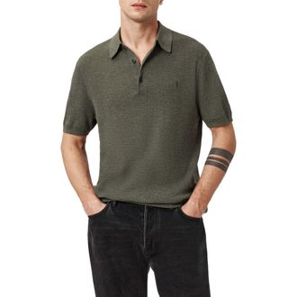 AllSaints Aubrey Ribbed Polo in Maple Green at Nordstrom, Size Xx-Large