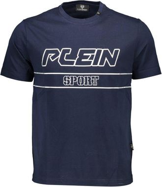 Plein Sport Mens Tshirt With Logo - Dark Blue Cotton - Size X-Large