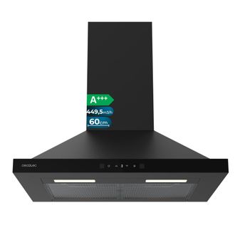 Cecotec Cecotec Campana Extractora Piramidal 60 Cm Bolero Flux Pt 604400 Black A+++. Cristal Frontal En Negro, Succi&oacute;n 449,5 M&sup3;/h