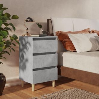 vidaXL Vidaxl - Mesitas De Noche 2 Uds Patas Madera Gris Hormig&oacute;n 40x35x69 Cm