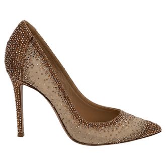Gianvito Rossi Gianvito Rossi Rania 105mm Rhinestone Pumps in Beige Polyamide