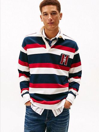 Tommy Hilfiger Logo Appliqu&eacute; Stripe Relaxed Rugby Shirt
