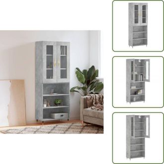 vidaXL The Living Store Credenza Grigio Cemento 69,5x34x180 cm in Legno Multistrato - Credenza grigia cemento