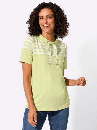 Casual Looks Sweatshirt CASUAL LOOKS, Damen, Gr. 36, pistazie, ecru, 50% Baumwolle, 50% Polyester, gemustert, gestreift, mehrfarbig, Sweatshirts Sweatshirt