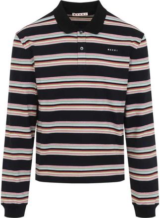 Marni Striped Long Sleeve Polo Shirt