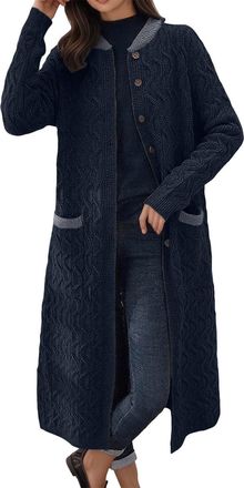 Generic Longline Cardigans for Women UK Lightweight Open Front Sweater Coat with Pockets Button Down Long Knitted Cardigan Calf-Length Oversized Casual Outwea