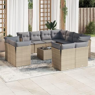 vidaXL Set De Sof&aacute;s De Jard&iacute;n 12 Pzas Y Cojines Rat&aacute;n Sint&eacute;tico Marr&oacute;n Vidaxl